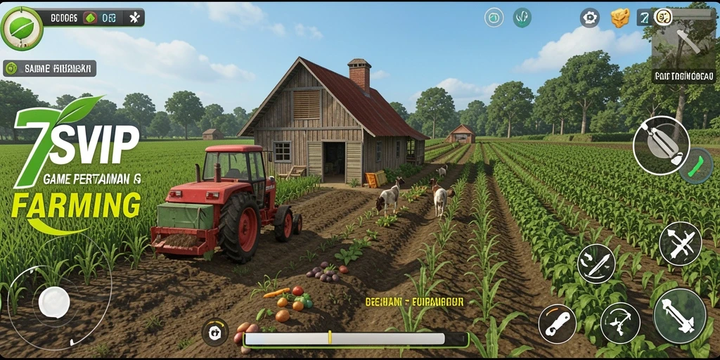 Gameplay 7SVIP yang menarik dengan suasana pertanian yang menyenangkan.