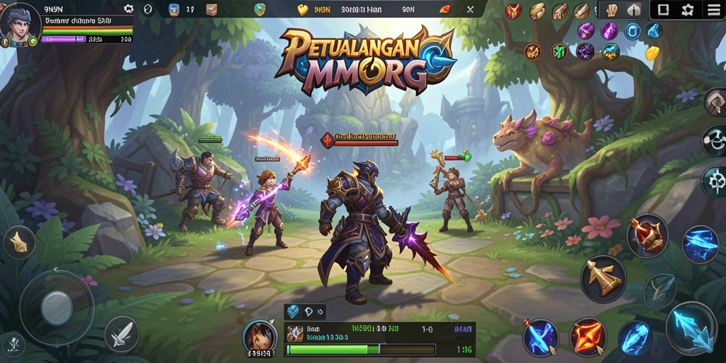 Screenshot yang menampilkan aksi pertarungan seru dalam gameplay MMORPG.