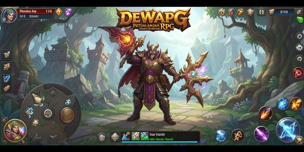 Screenshot gameplay DEWAPG menunjukkan pertempuran RPG yang mendebarkan.