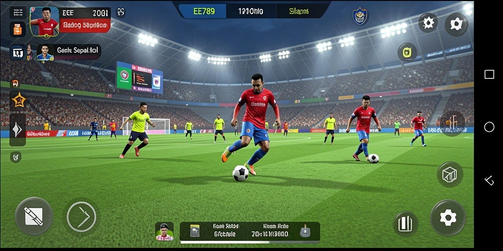 Tampilan gameplay intens dengan aksi sepak bola yang mendebarkan.