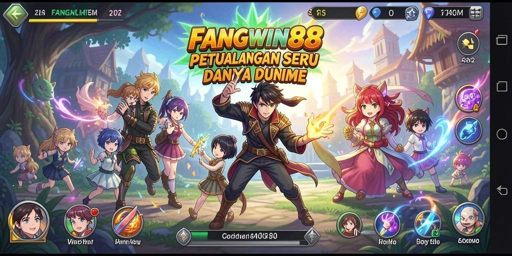 Tampilan gameplay seru di FANGWIN88 dengan karakter anime.