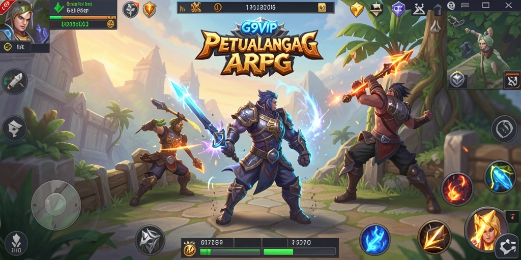Screenshot gameplay G9VIP yang menunjukkan pertarungan epik karakter.