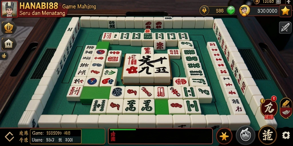Screenshot gameplay <strong>HANABI88</strong> yang menampilkan suasana permainan Mahjong yang seru.