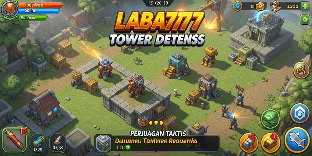 Tampilan menarik dari gameplay LABA777 yang penuh aksi Tower Defense.