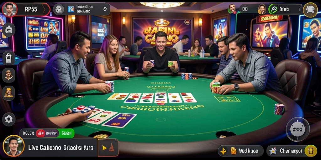 Tampilan gameplay Live Casino seru dan interaktif dari RP55.