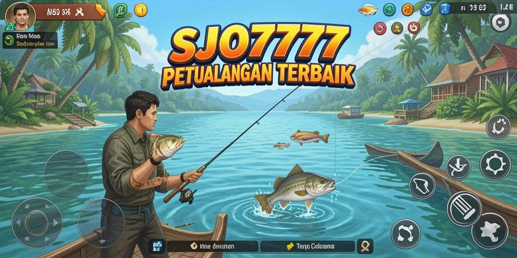 Screenshot gameplay menunjukkan aksi memancing yang mendebarkan di SJO777.