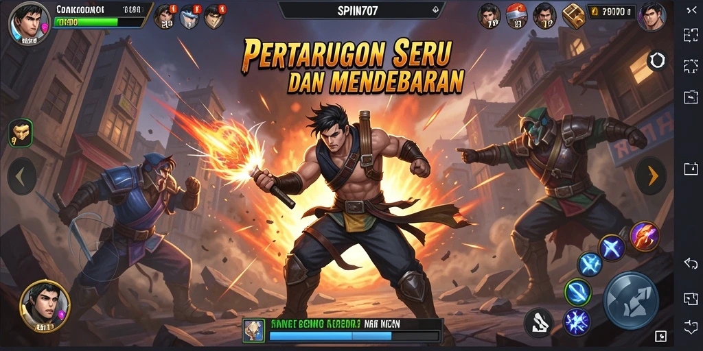Tangkapan layar utama SPIN707 yang menampilkan aksi pertarungan yang mendebarkan.