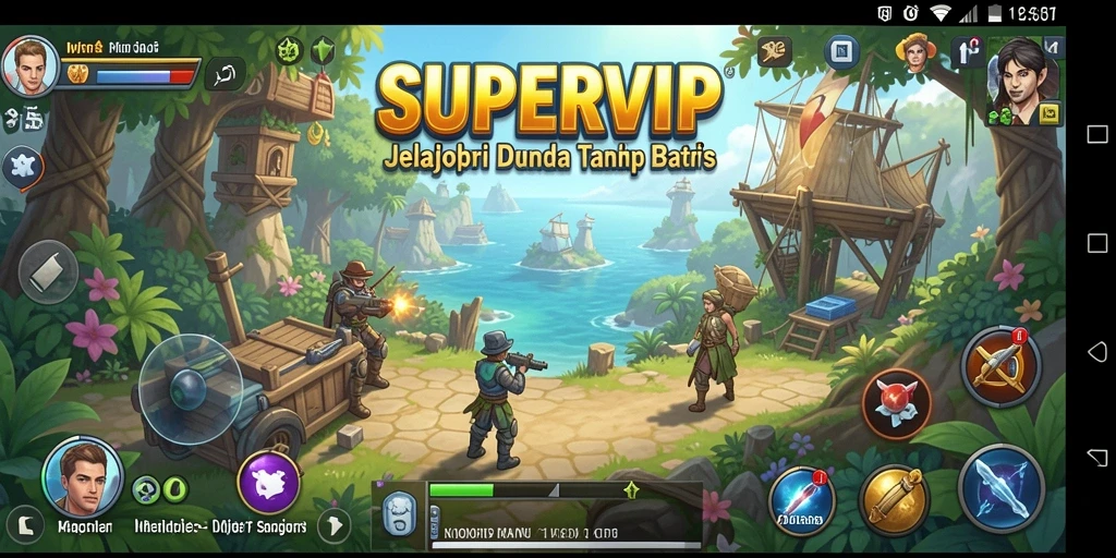 Screenshot gameplay SUPERVIP menampilkan petualangan eksplorasi yang mendalam.