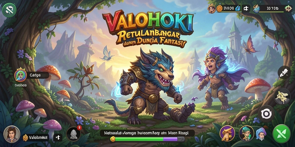 Tampilan gameplay epik di VALOHOKI menunjukkan pertarungan seru di dunia fantasi.
