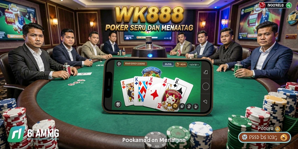 Tampilan gameplay Poker yang mengasyikkan dan interaktif di WK888.